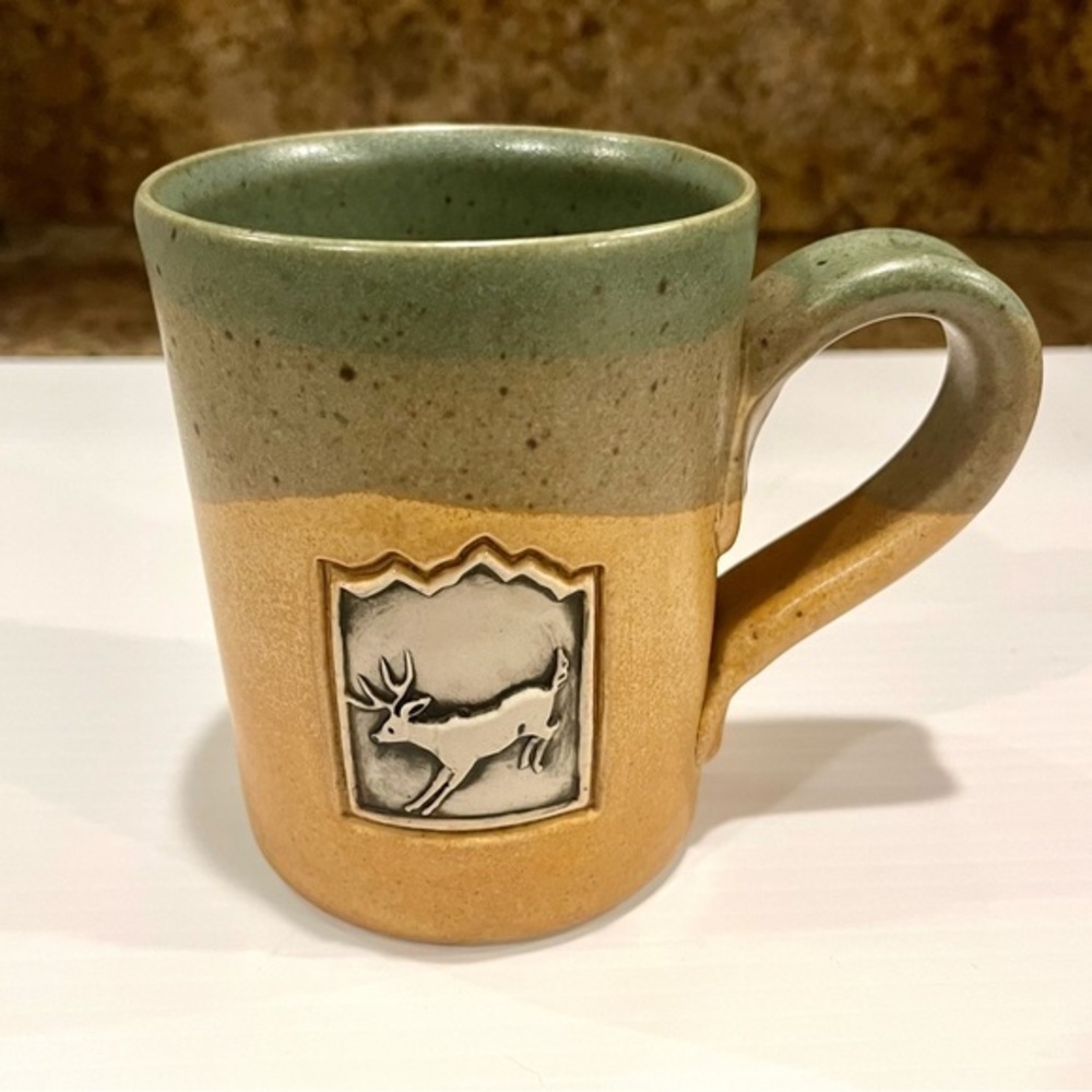 Cold Mountain Pottery Mug Embossed Deer Pattern - Picture 3 of 10